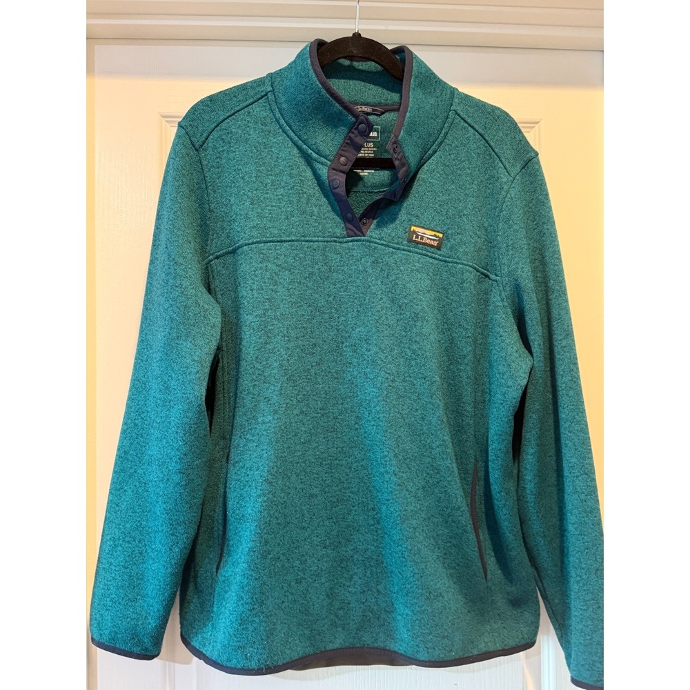 LL Bean Sweater Fleece Pullover 1/4 Zip Womens 2X Reg Teal Green